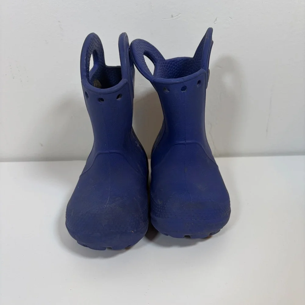 Crocs‎ Kids Handle It Rain Boots Blue Waterproof Pull On C6